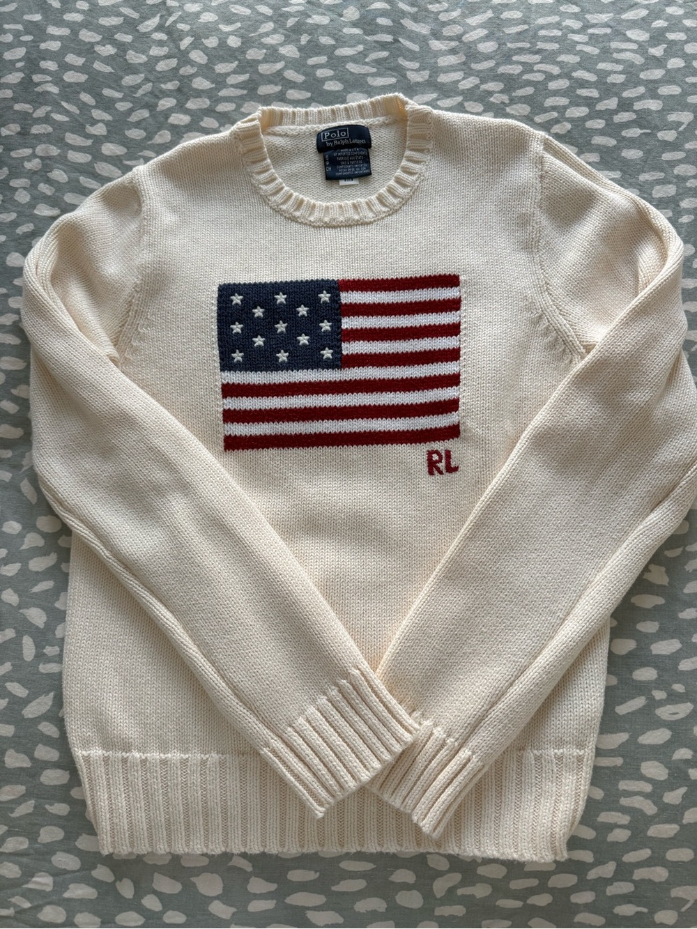 Ralph Lauren Cream American Flag Sweater - Picture 1 of 4